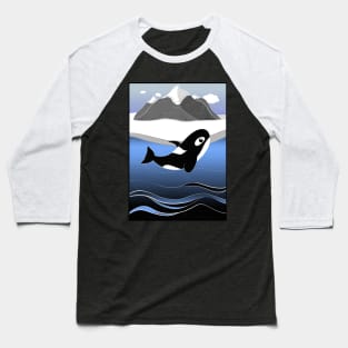 Breaching Arctic Orca Baseball T-Shirt